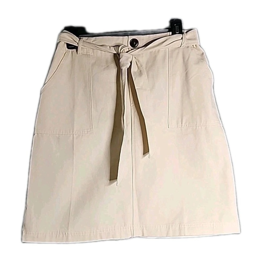 Böhme Denim Skirt Womens Size Medium Cream Cargo Slash Front Pockets Drawstring